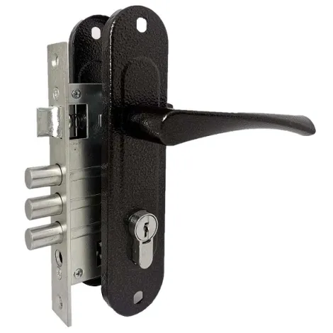 Замок врезной цилиндровый с защёлкой в комплекте с ручкой Absolyute ЗВ4-60/07 (медь антик), 4 кл.