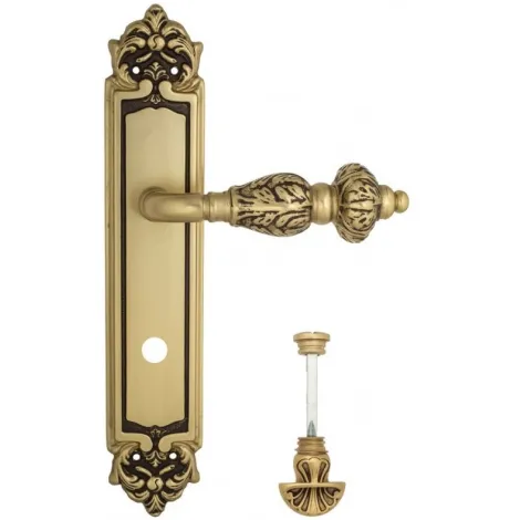 Дверная ручка Venezia \"LUCRECIA\" WC-4 на планке PL96 французское золото + коричневый