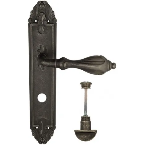 Дверная ручка Venezia \"ANAFESTO\" WC-2 на планке PL90 античное серебро