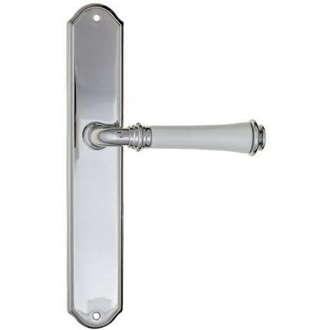 Дверная ручка на планке Fratelli Cattini \"GRACIA CERAMICA BIANCO\" PL02-CR полированный хром