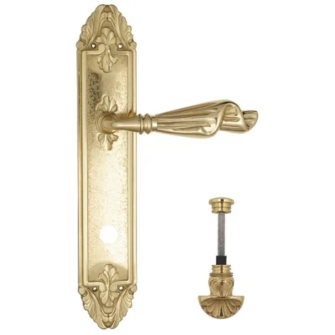 Дверная ручка Venezia \"OPERA\" WC-4 на планке PL90 полированная латунь