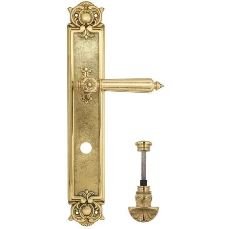 Дверная ручка Venezia \"CASTELLO\" WC-4 на планке PL97 полированная латунь