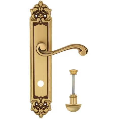 Дверная ручка Venezia \"VIVALDI\" WC-2 на планке PL96 французское золото + коричневый