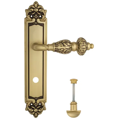 Дверная ручка Venezia \"LUCRECIA\" WC-2 на планке PL96 французское золото + коричневый
