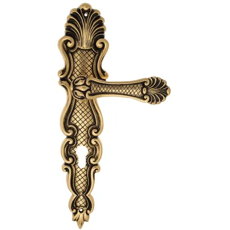 Дверная ручка Venezia \"FENICE\" CYL на планке PL92 французское золото + коричневый