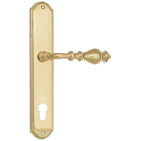 Дверная ручка Venezia \"GIFESTION\" CYL на планке PL02 полированная латунь