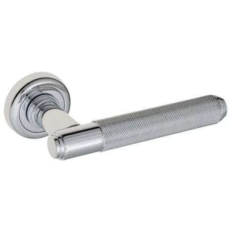 Дверная ручка на круглом основании Venezia \"EXA ZIG\" D1 полированный хром