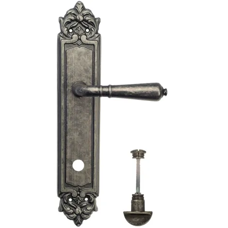 Дверная ручка Venezia \"VIGNOLE\" WC-2 на планке PL96 античное серебро