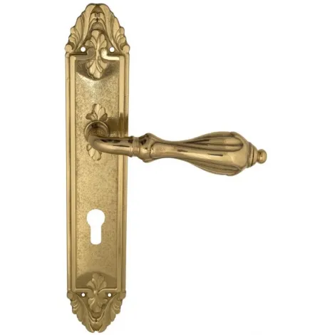 Дверная ручка Venezia \"ANAFESTO\" CYL на планке PL90 полированная латунь