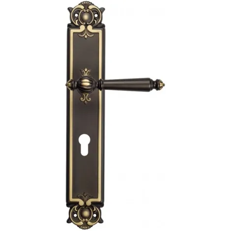 Дверная ручка Venezia \"PELLESTRINA\" CYL на планке PL97 темная бронза
