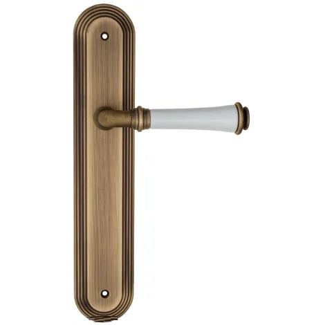 Дверная ручка на планке Fratelli Cattini \"GRACIA CERAMICA BIANCO\" PL288-BY матовая бронза