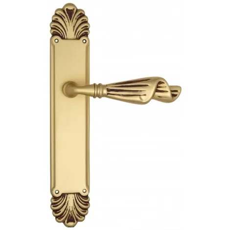 Дверная ручка Venezia \"OPERA\" на планке PL87 французское золото + коричневый