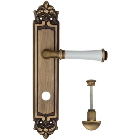 Дверная ручка на планке Fratelli Cattini \"GRACIA CERAMICA BIANCO\" WC-2 PL96-BY матовая бронза