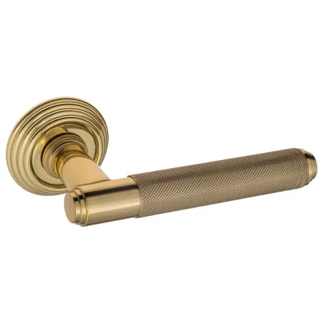 Дверная ручка на круглом основании Venezia \"EXA ZIG\" D8 полированная латунь