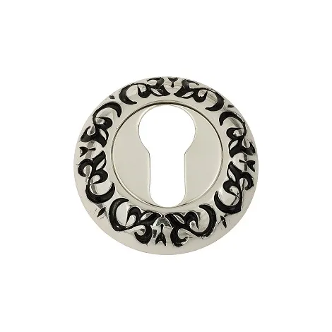 Накладка дверная под цилиндр Venezia CYL-1 D4 натуральное серебро + черный 2 шт.