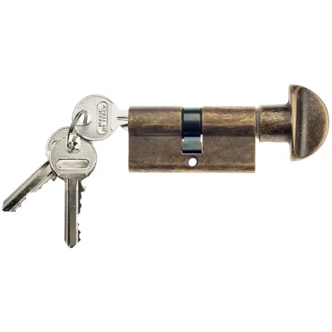 Цилиндровый механизм ключ-вертушка Venezia 30/10/30 античная бронза