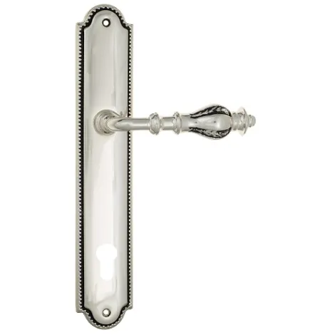 Дверная ручка Venezia \"GIFESTION\" CYL на планке PL98 натуральное серебро + черный