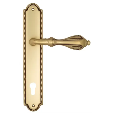 Дверная ручка Venezia \"ANAFESTO\" CYL на планке PL98 французское золото + коричневый