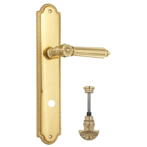Дверная ручка Venezia \"CASTELLO\" WC-4 на планке PL98 полированная латунь