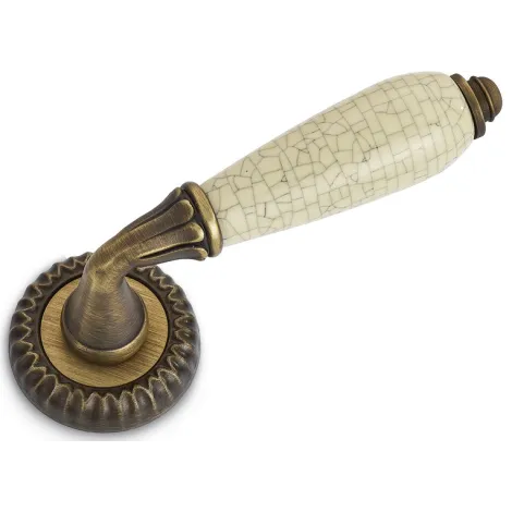 Дверная ручка на круглой розетке д.51 мм Sicma Chantal 173.OY.18PC бронза вестерн+состаренная керамика шампань