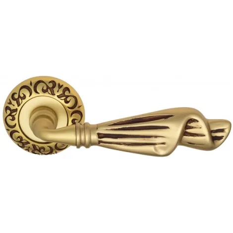 Дверная ручка на круглом основании Venezia \"OPERA\" D4 французское золото + коричневый