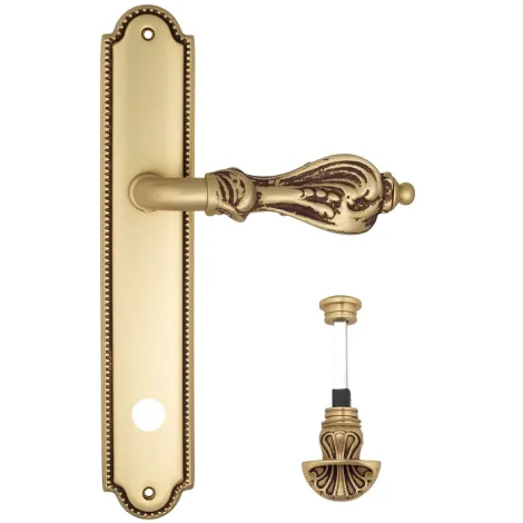 Дверная ручка Venezia \"FLORENCE\" WC-4 на планке PL98 французское золото + коричневый