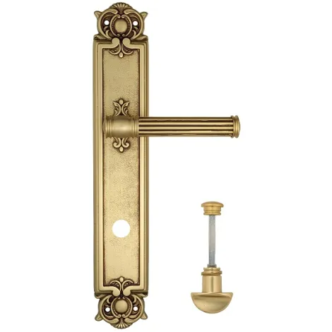 Дверная ручка Venezia \"IMPERO\" WC-2 на планке PL97 французcкое золото + коричневый