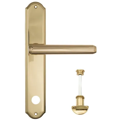 Дверная ручка Venezia \"EXA\" WC-2 на планке PL02 полированная латунь