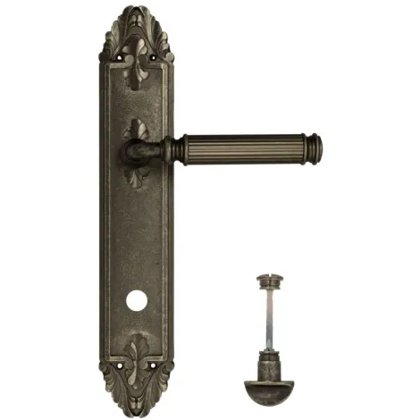 Дверная ручка Venezia \"MOSCA\" WC-2 на планке PL90 античное серебро