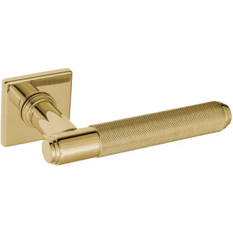 Дверная ручка на квадратном основании Venezia \"Exa Zig\" FSS полированная латунь