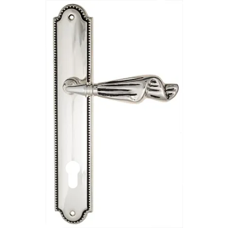 Дверная ручка Venezia \"OPERA\" CYL на планке PL98 натуральное серебро + черный