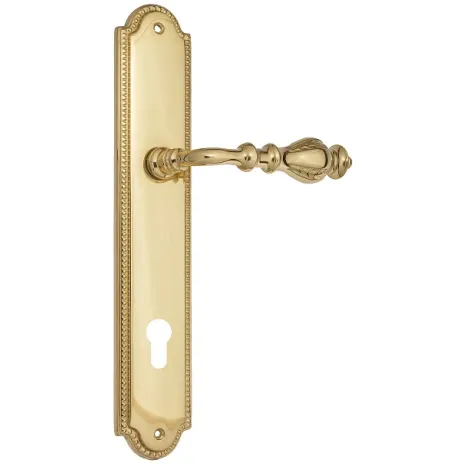 Дверная ручка Venezia \"GIFESTION\" CYL на планке PL98 полированная латунь