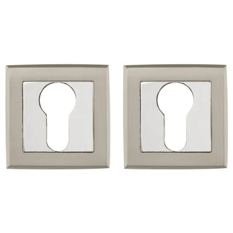 Накладка под цилиндр на квадратном основании Punto ET.K.QL52 (ET QL) SN/CP-3 матовый никель/хром