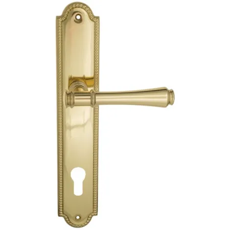 Дверная ручка Venezia \"CALLISTO\" CYL на планке PL98 полированная латунь