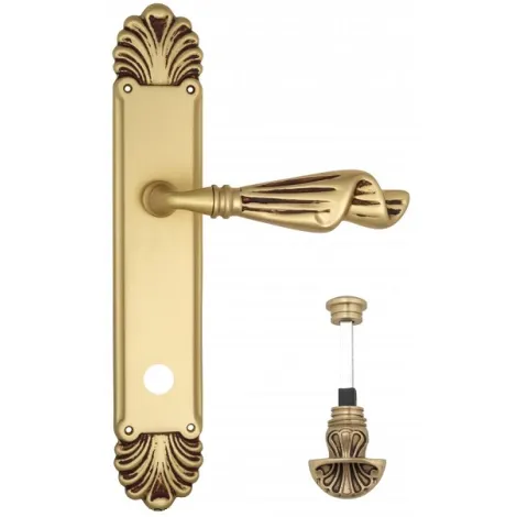 Дверная ручка Venezia \"OPERA\" WC-4 на планке PL87 французское золото + коричневый