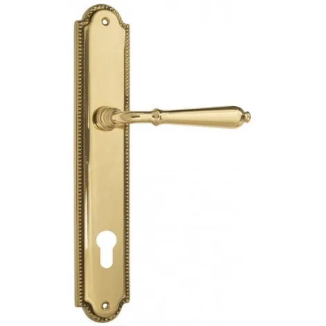 Дверная ручка Venezia \"CLASSIC\" CYL на планке PL98 полированная латунь