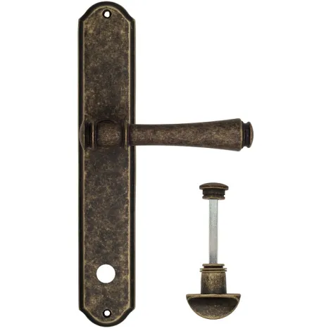 Дверная ручка Venezia \"CALLISTO\" WC-2 на планке PL02 античная бронза