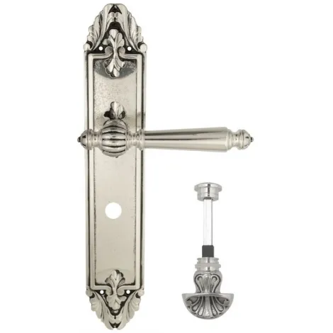 Дверная ручка Venezia \"PELLESTRINA\" WC-4 на планке PL90 натуральное серебро + черный