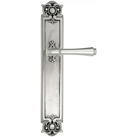 Дверная ручка Venezia \"CALLISTO\" на планке PL97 натуральное серебро + черный