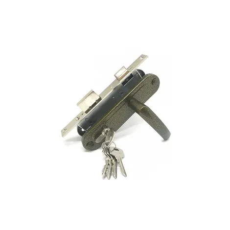 Замок врезной цилиндровый с защёлкой в комплекте с ручкой Zenit ЗВ7-70.4-02 (бронза), 5 кл.