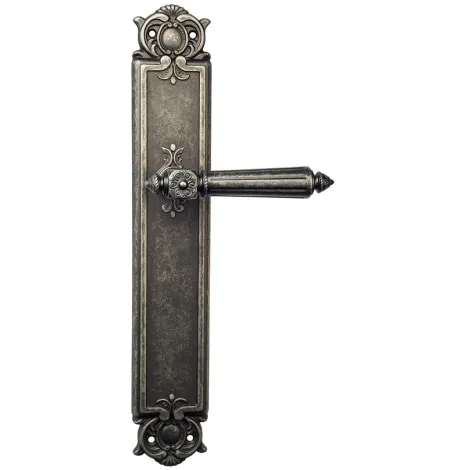Дверная ручка Venezia \"CASTELLO\" на планке PL97 античное серебро