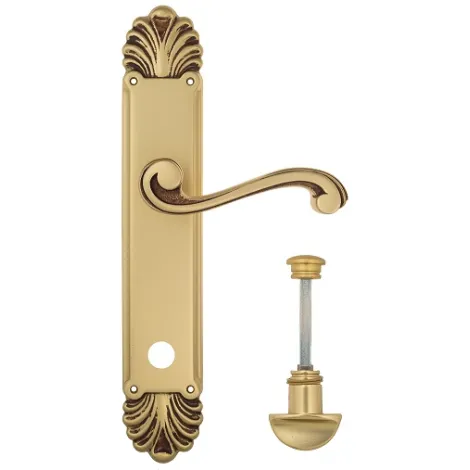 Дверная ручка Venezia \"VIVALDI\" WC-2 на планке PL87 французское золото + коричневый