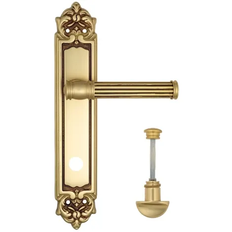 Дверная ручка Venezia \"IMPERO\" WC-2 на планке PL96 французcкое золото + коричневый