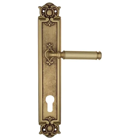 Дверная ручка Venezia \"MOSCA\" CYL на планке PL97 французское золото