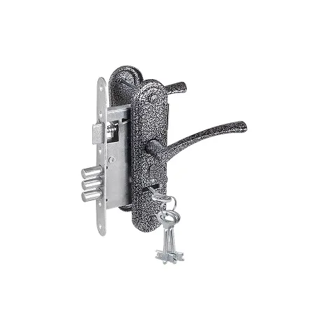 Замок врезной сувальдный с защелкой в комплекте с ручкой Zenit ЗВ9-4-2 (серебро), 3кл.