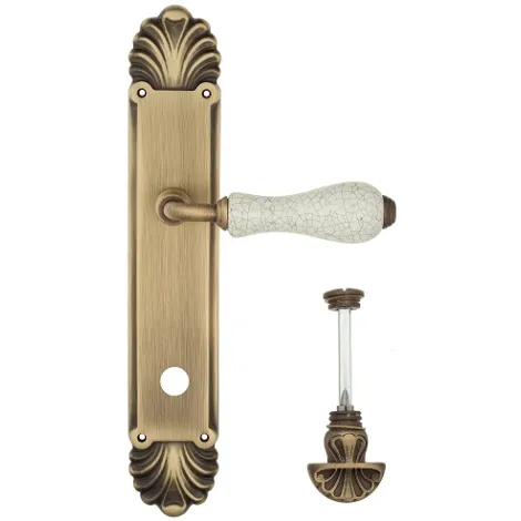 Дверная ручка Venezia \"COLOSSEO\" белая керамика паутинка WC-4 на планке PL87 матовая бронза