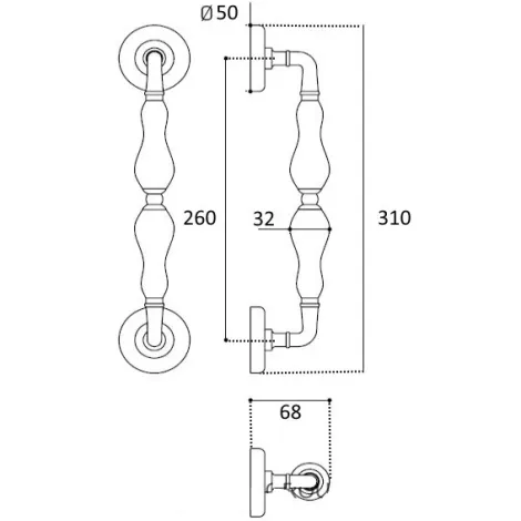 Ручка скоба Venezia \"MONTE CRISTO\" 310мм (260мм) D1 натуральное серебро + черный