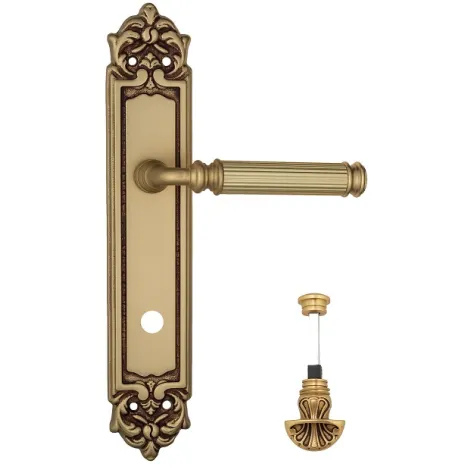 Дверная ручка Venezia \"MOSCA\" WC-4 на планке PL96 французское золото
