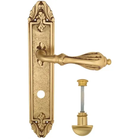 Дверная ручка Venezia \"ANAFESTO\" WC-2 на планке PL90 французское золото + коричневый