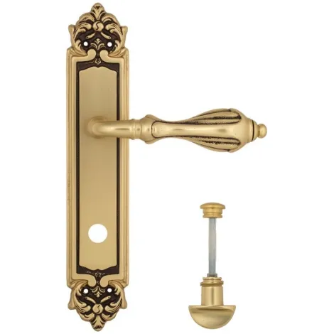 Дверная ручка Venezia \"ANAFESTO\" WC-2 на планке PL96 французское золото + коричневый